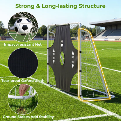 Black Soccer Goal Set 2 in 1 | Removable Target Net 215cm