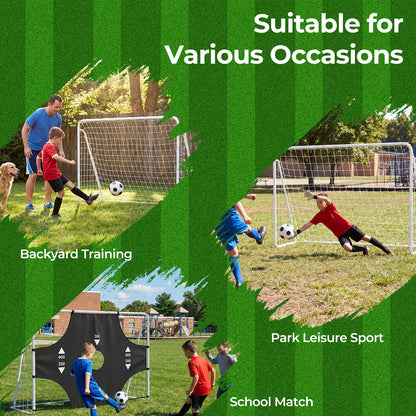 Black Soccer Goal Set 2 in 1 | Removable Target Net 215cm