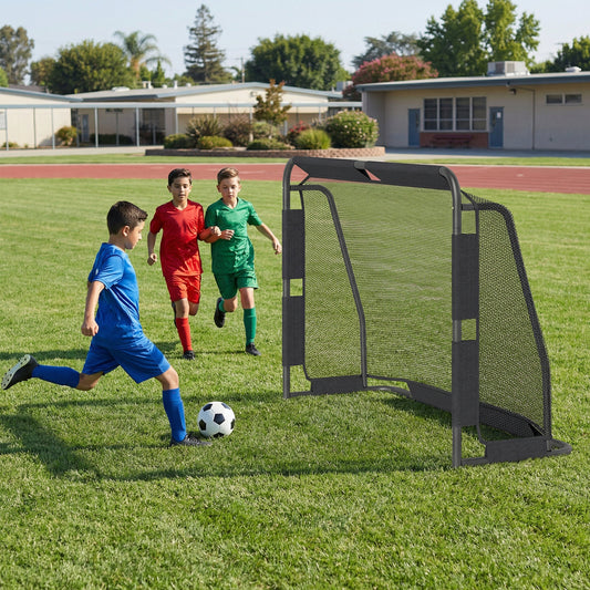 Soccer Goal Set 182cm Metal Frame Black PE Net Backyard Football