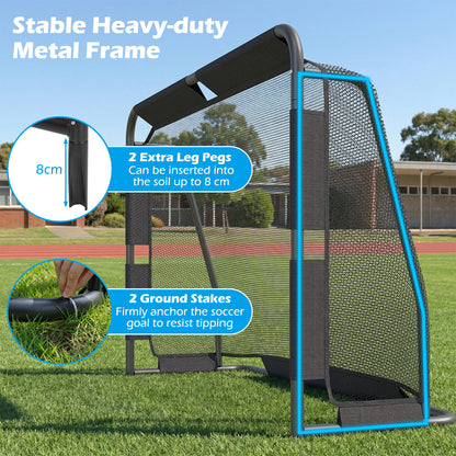 Soccer Goal Set 182cm Metal Frame Black PE Net Backyard Football