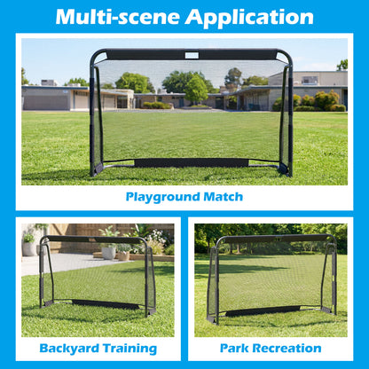 Soccer Goal Set 182cm Metal Frame Black PE Net Backyard Football