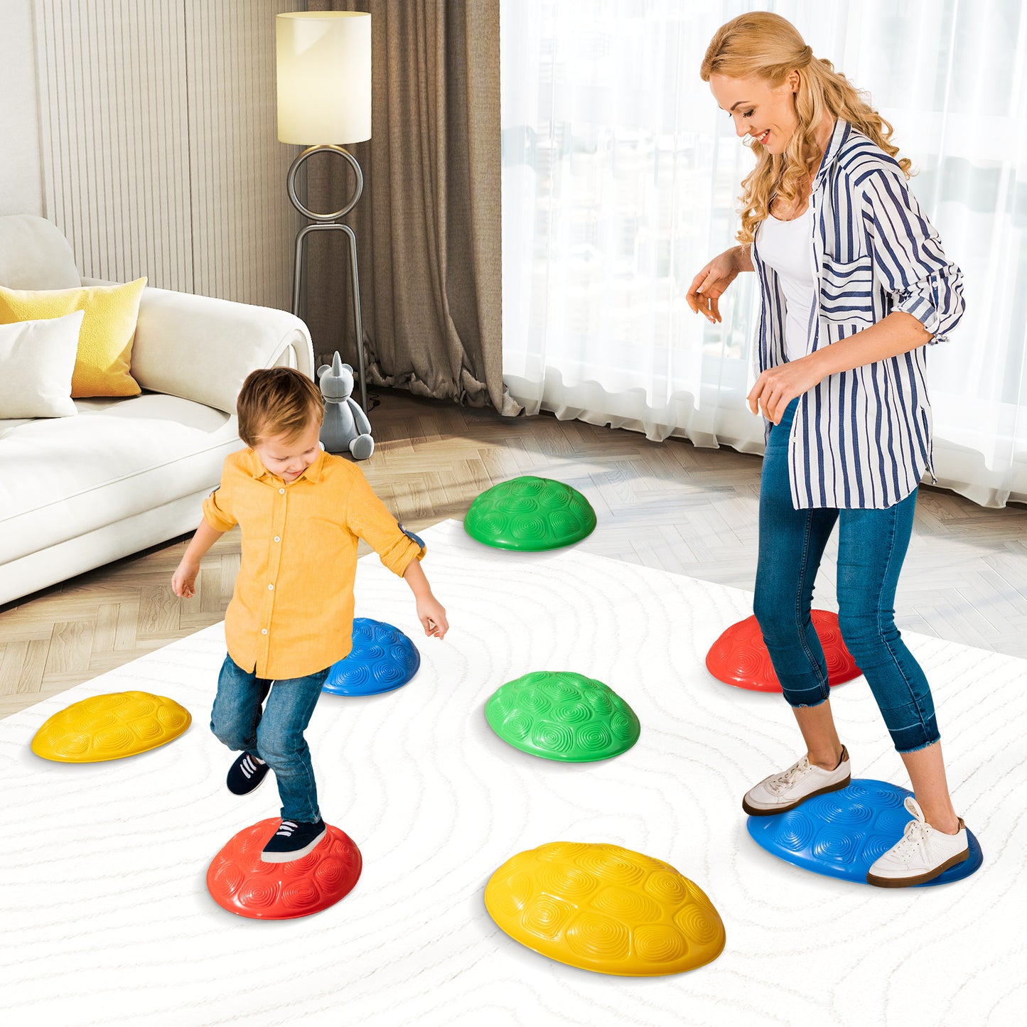 Stepping Stones For Kids Set Of 8 Turtle Themed Balance Stones Colourful