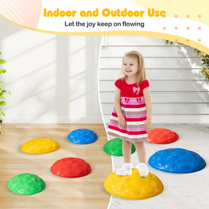 Stepping Stones For Kids Set Of 8 Turtle Themed Balance Stones Colourful