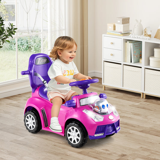 Pink 3 in 1 Push Car | Horn Lights Music | Storage Canopy