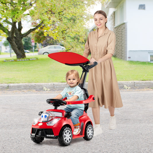 Red 3-in-1 Push Car Stroller Ride-On Toy | Lights & Horn