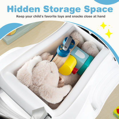 White 3 in 1 Push Car | Horn Lights Music Storage Canopy