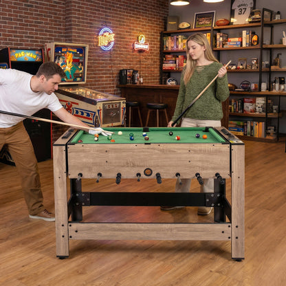 2-in-1 Flip Top Game Table | Foosball & Billiards Brown