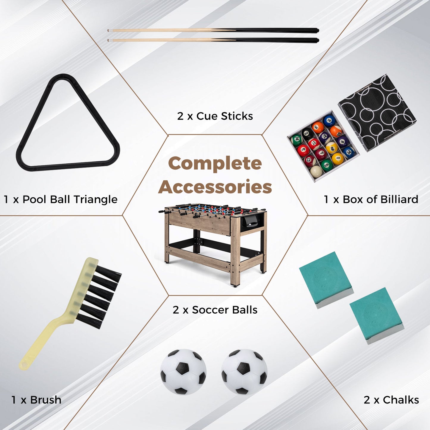 2-in-1 Flip Top Game Table | Foosball & Billiards Brown
