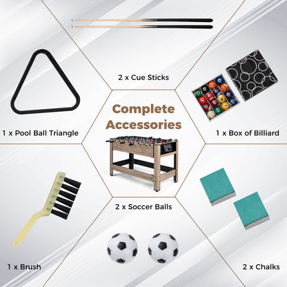2-in-1 Flip Top Game Table | Foosball & Billiards Brown