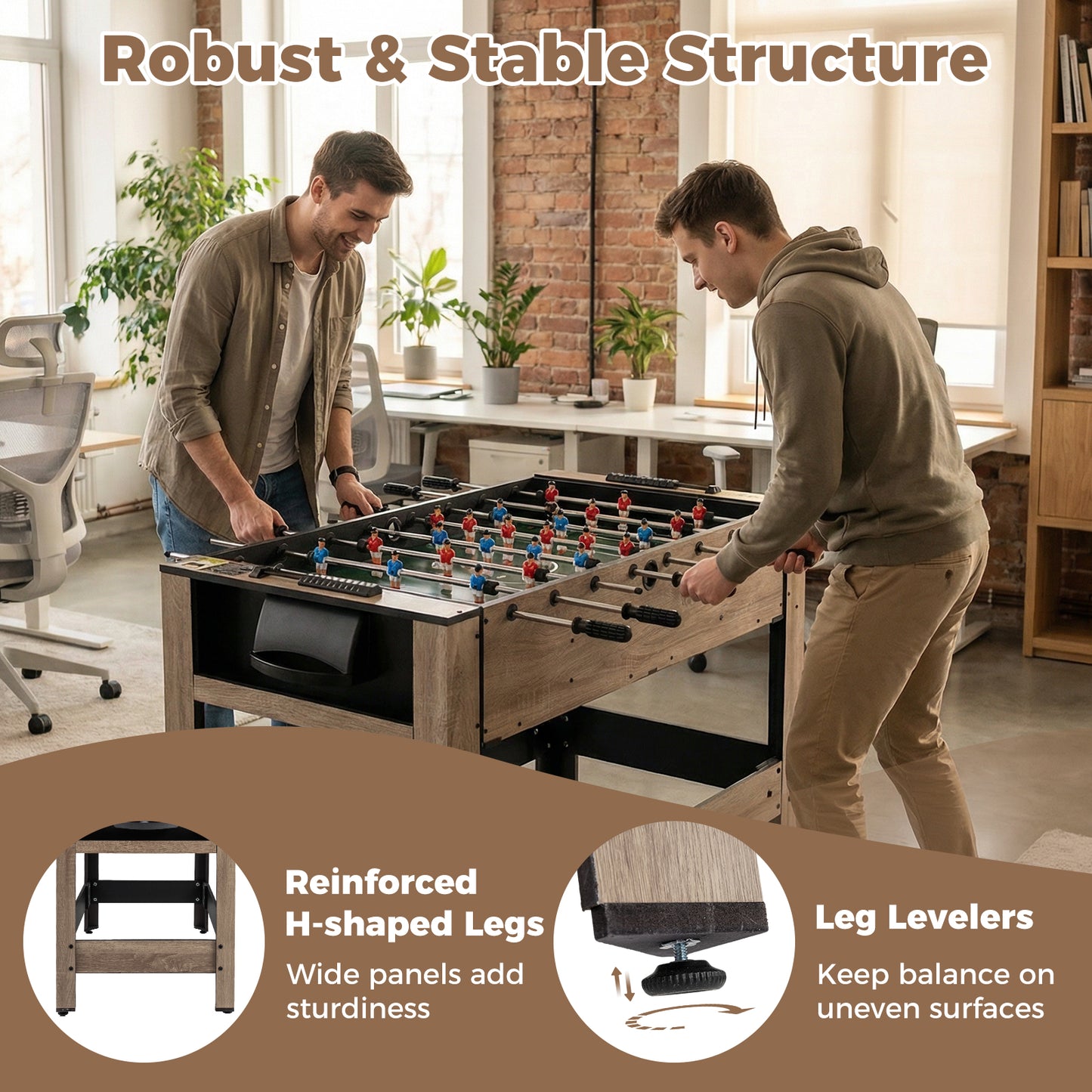 2-in-1 Flip Top Game Table | Foosball & Billiards Brown