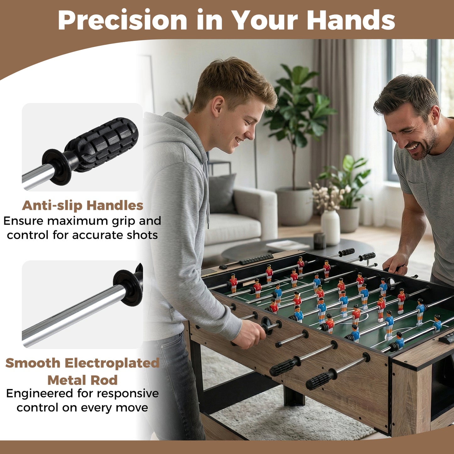 2-in-1 Flip Top Game Table | Foosball & Billiards Brown