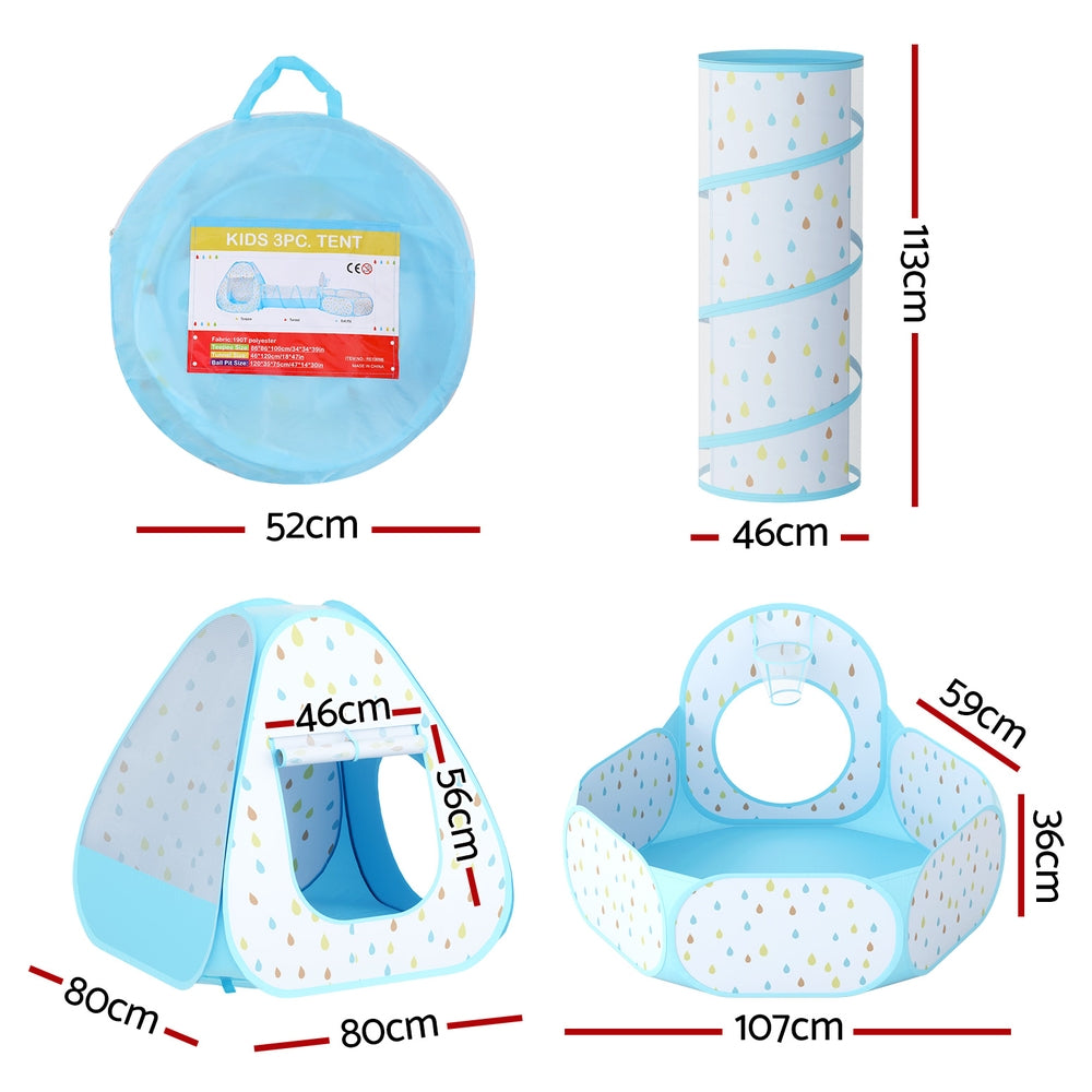 Keezi 3-in-1 play tent with ball pit & basketball hoop for kids imaginative play at home.