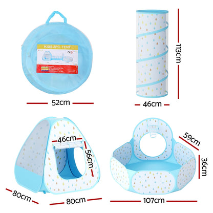 Keezi 3-in-1 play tent with ball pit & basketball hoop for kids imaginative play at home.