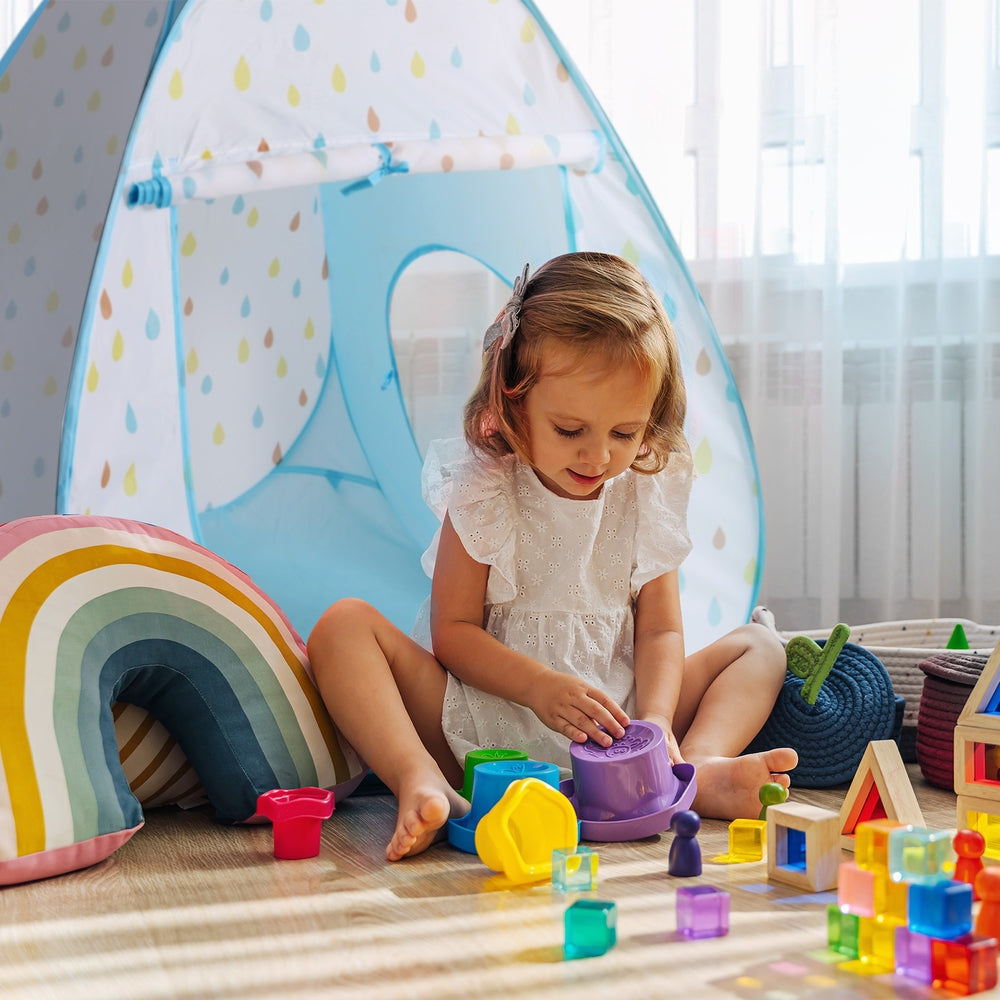 Keezi 3 in 1 Kids Play Tent with Ball Pit & Basketball Hoop - Fun indoor play set