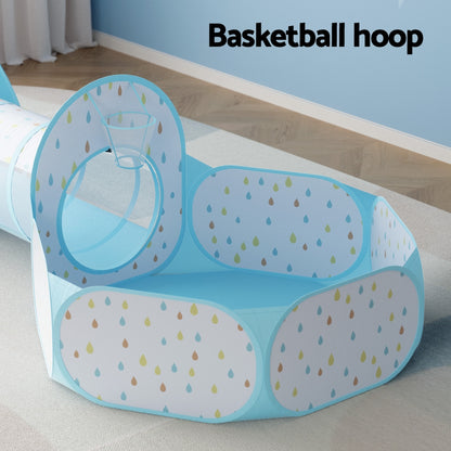 Keezi 3 in 1 Kids Play Tent | Includes Ball Pit & Basketball Hoop for Indoor Fun