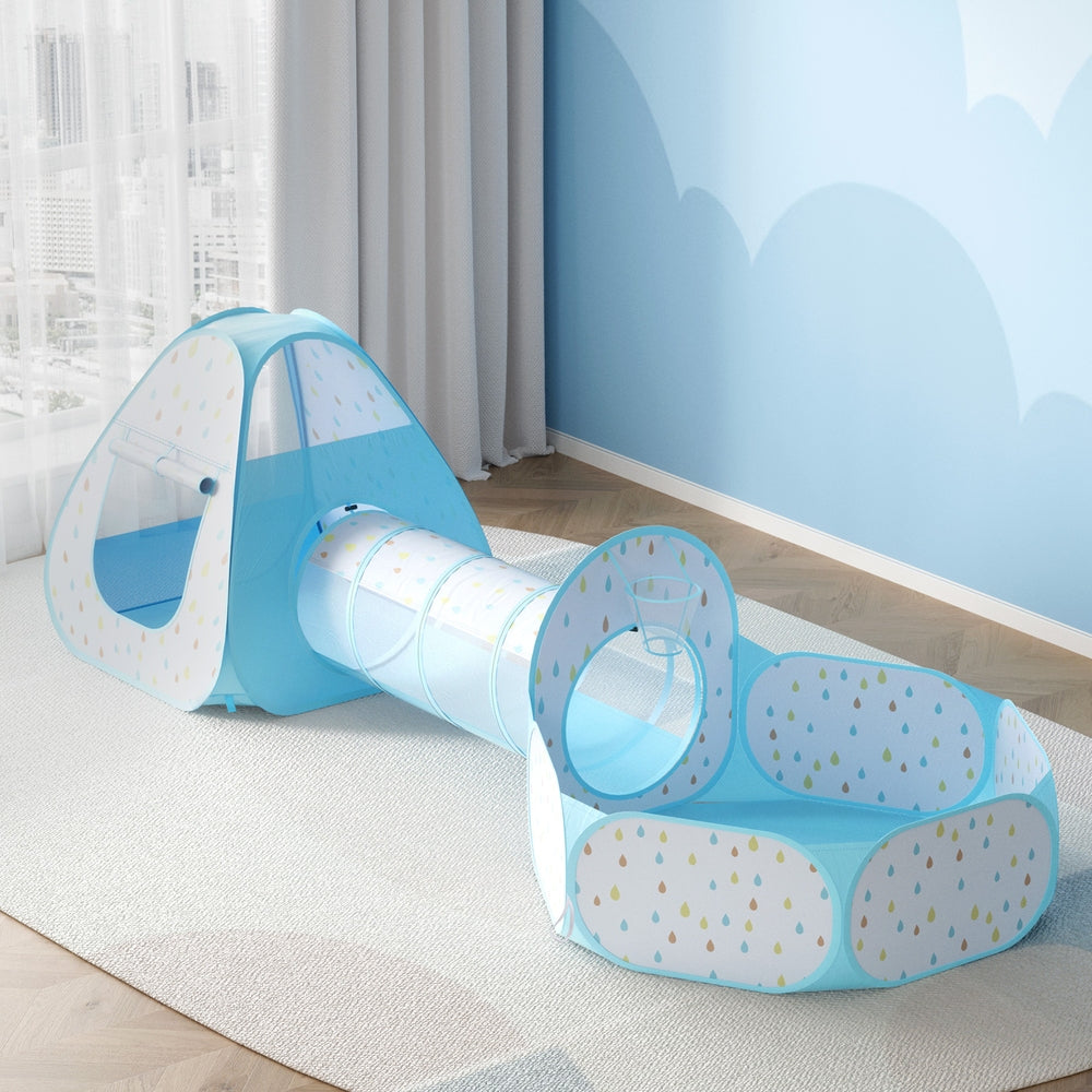 Keezi 3-in-1 Kids Play Tent with Ball Pit & Basketball Hoop for interactive indoor fun