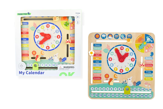 Wooden Forest Friends Learning Calendar for Kids - Interactive educational toy for daily learning.