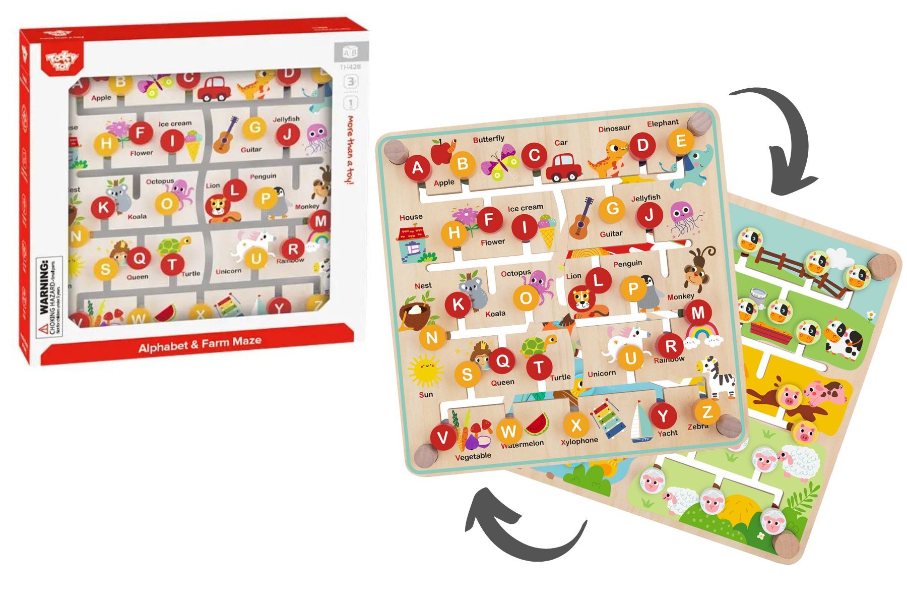 Alphabet Learning and Farm Matching Maze Board by Tooky Toy – Kids Mega ...