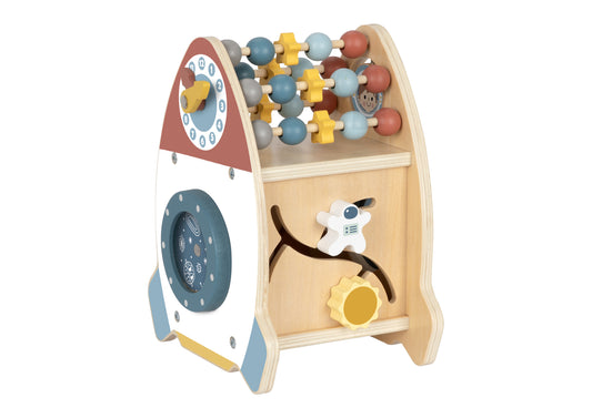 Tooky Toy Wooden Activity Space Rocket for Toddlers, a fun and educational playset.