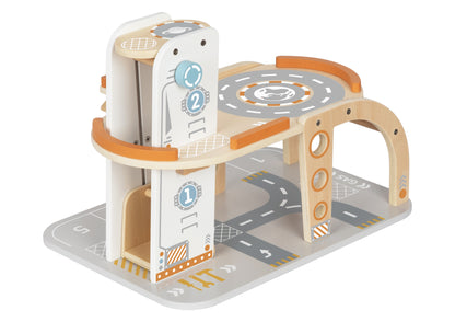 Wooden Space Station Playset in blue offers galactic adventures with modular pieces for imaginative exploration
