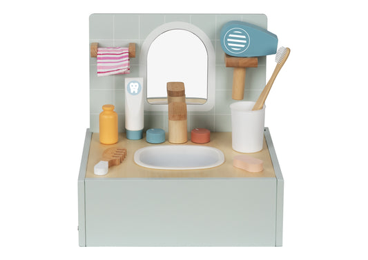 Tooky Toy Wooden Bathroom Playset | Realistic accessories for imaginative play in kids homes.