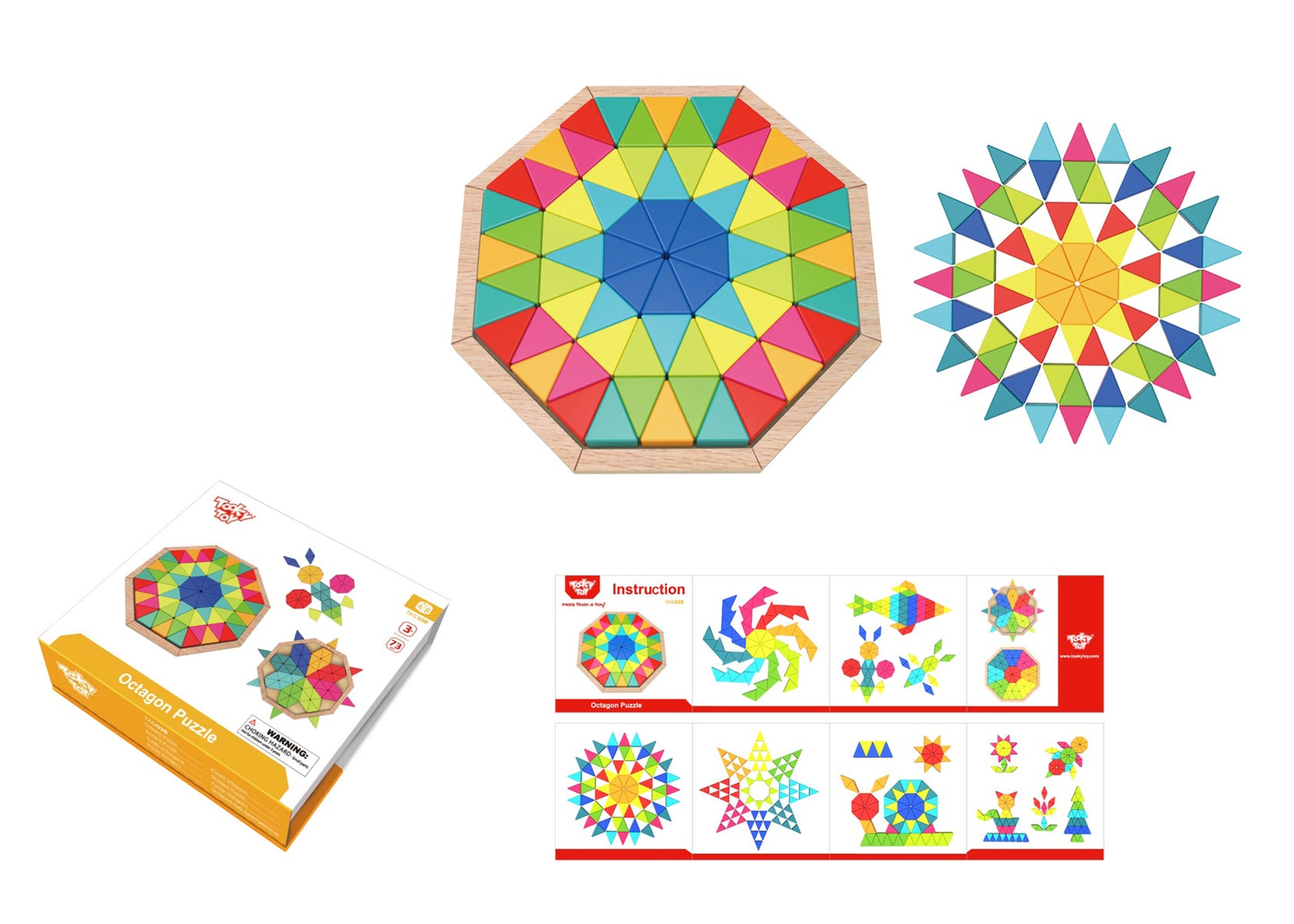 Colorful octagon mosaic puzzle for creative play, ideal for childrens cognitive development at home.