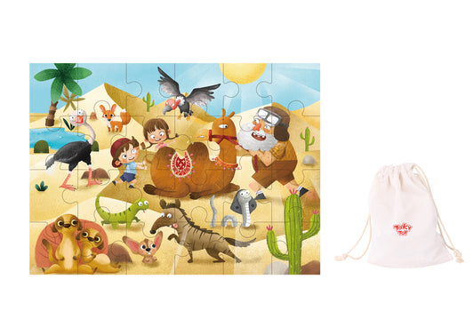 24-piece desert-themed jigsaw puzzle for kids home play and learning activities.