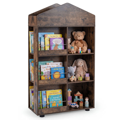 Coffee House Shaped Kids Bookshelf | Toy Storage Organizer