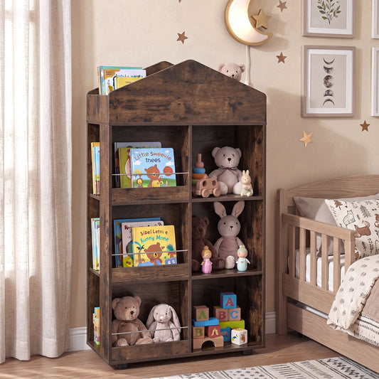 Coffee House Shaped Kids Bookshelf | Toy Storage Organizer