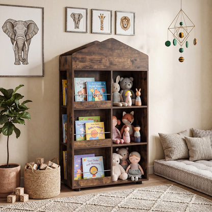 Coffee House Shaped Kids Bookshelf | Toy Storage Organizer