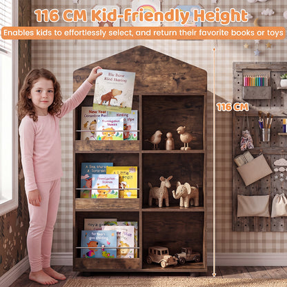 Coffee House Shaped Kids Bookshelf | Toy Storage Organizer