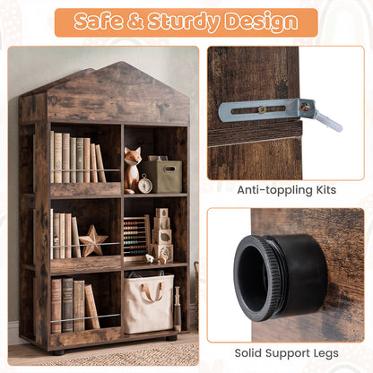 Coffee House Shaped Kids Bookshelf | Toy Storage Organizer
