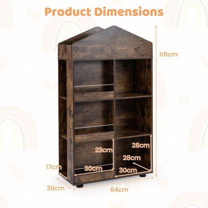 Coffee House Shaped Kids Bookshelf | Toy Storage Organizer