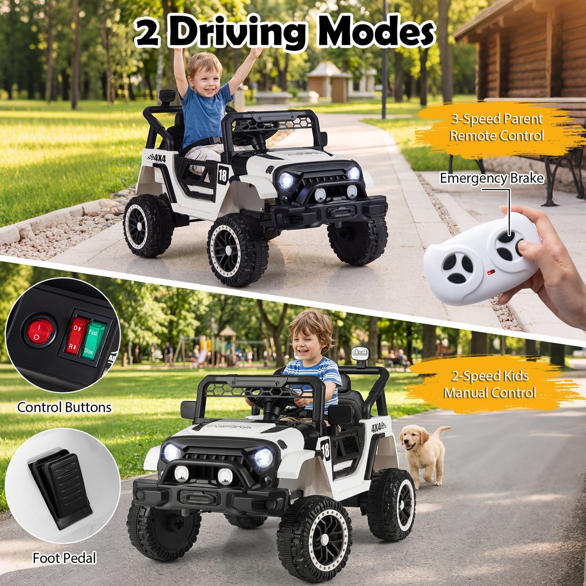 Black 12V Kids Ride On Truck | Remote Control & LED Lights
