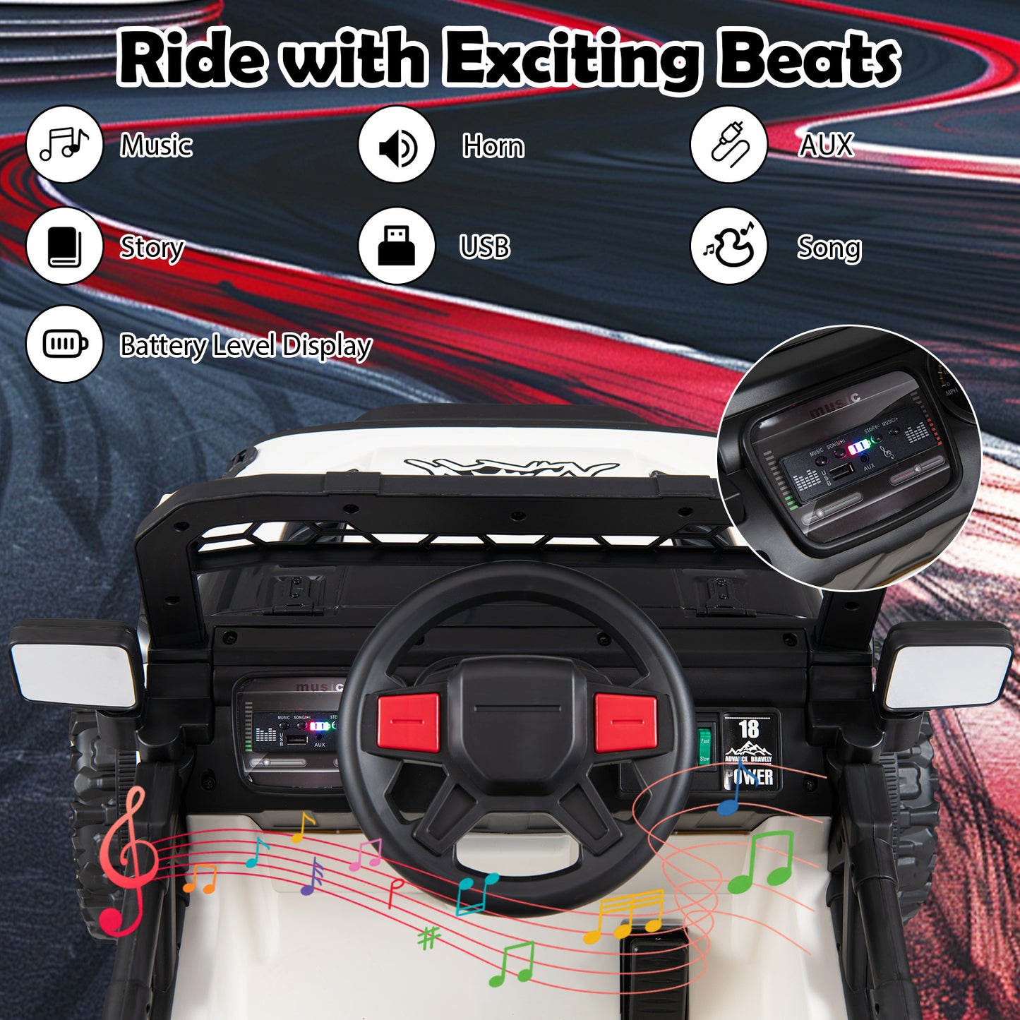 Black 12V Kids Ride On Truck | Remote Control & LED Lights