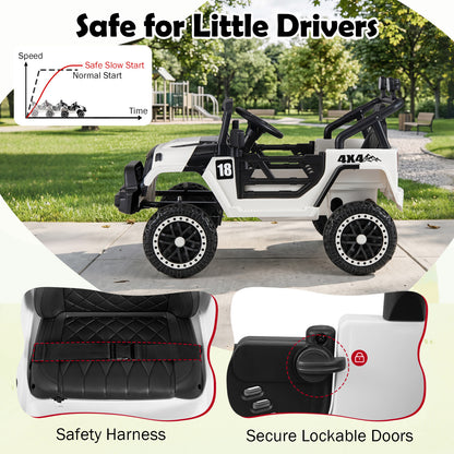 Black 12V Kids Ride On Truck | Remote Control & LED Lights