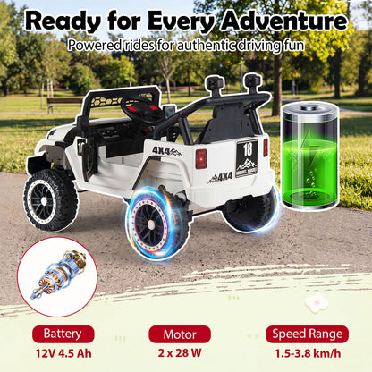 Black 12V Kids Ride On Truck | Remote Control & LED Lights