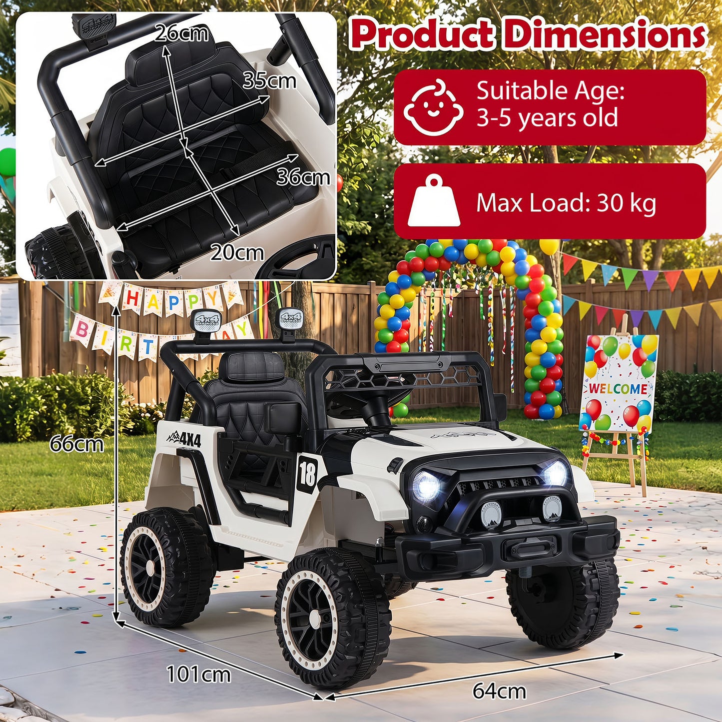 Black 12V Kids Ride On Truck | Remote Control & LED Lights