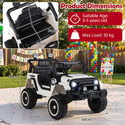 Black 12V Kids Ride On Truck | Remote Control & LED Lights