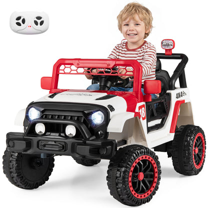 Red 12V Kids Ride On Truck | Remote Control & LED Lights