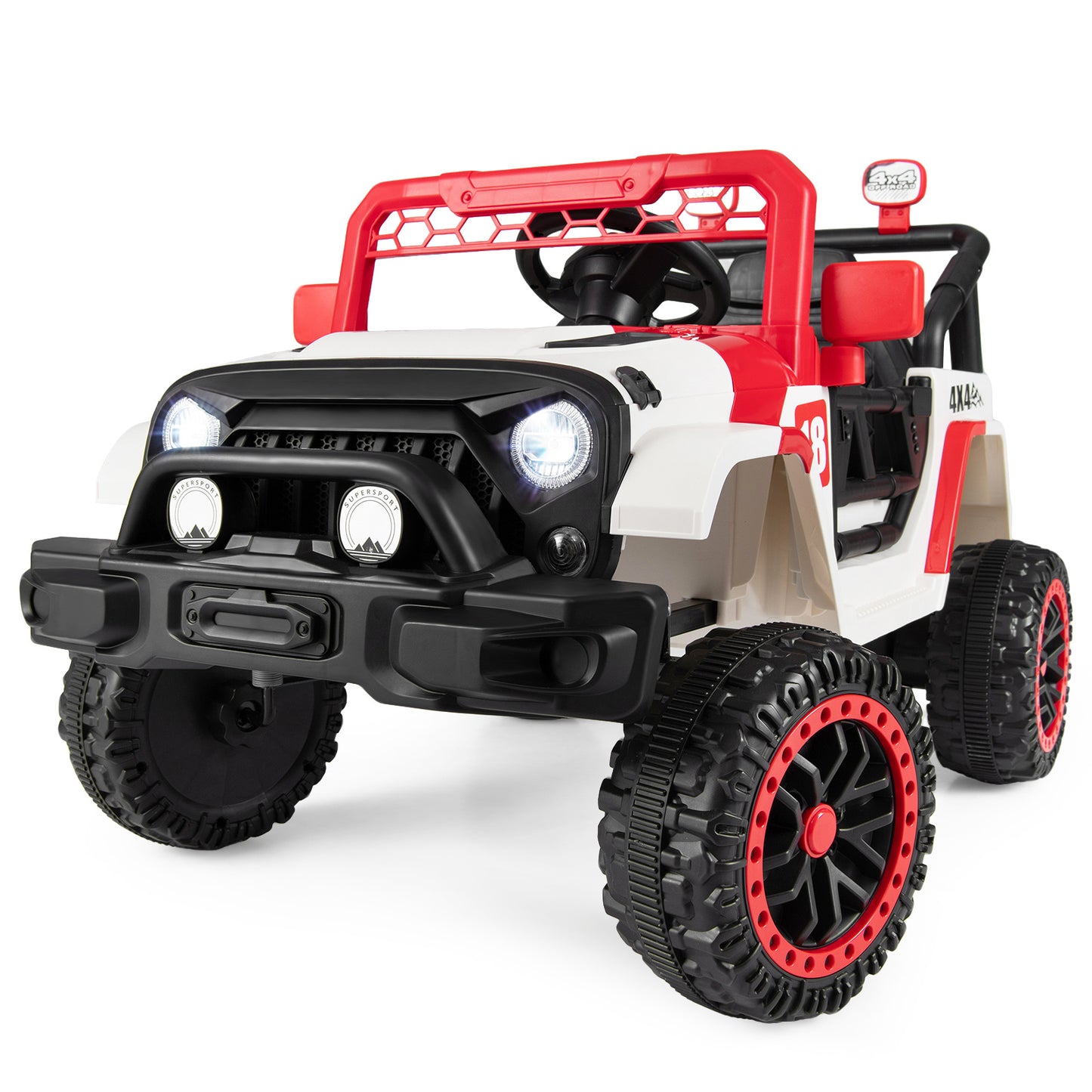 Red 12V Kids Ride On Truck | Remote Control & LED Lights