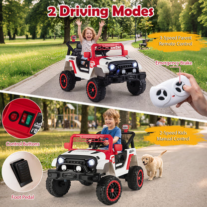 Red 12V Kids Ride On Truck | Remote Control & LED Lights