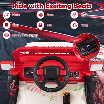 Red 12V Kids Ride On Truck | Remote Control & LED Lights