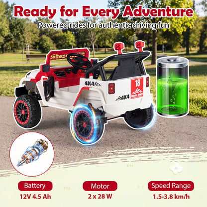 Red 12V Kids Ride On Truck | Remote Control & LED Lights