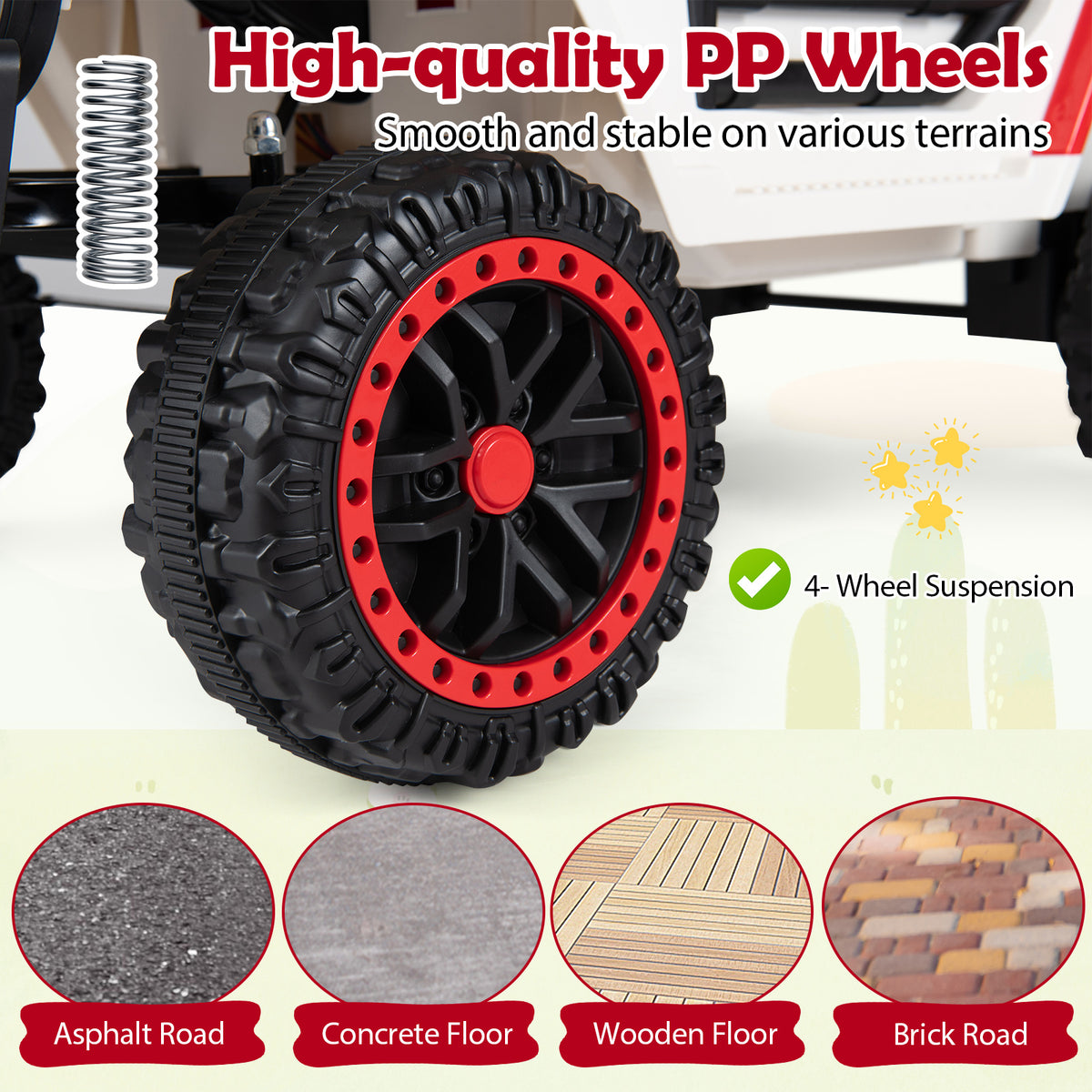 Red 12V Kids Ride On Truck | Remote Control & LED Lights