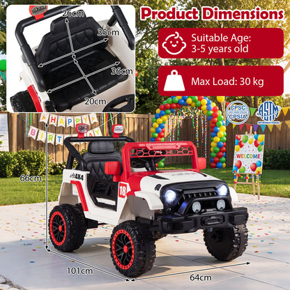 Red 12V Kids Ride On Truck | Remote Control & LED Lights