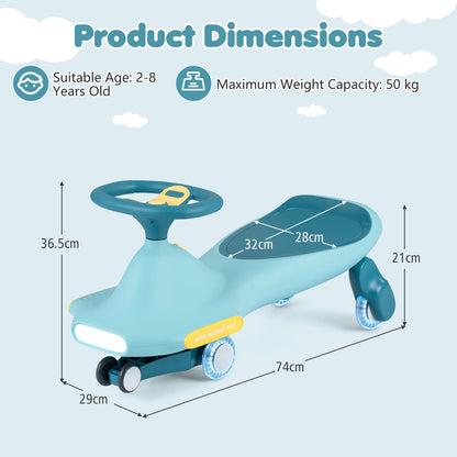 Blue Wiggle Car for Kids | LED Wheels Music and Horn