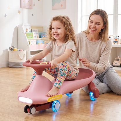 Pink Wiggle Car for Kids | LED Wheels Music and Horn