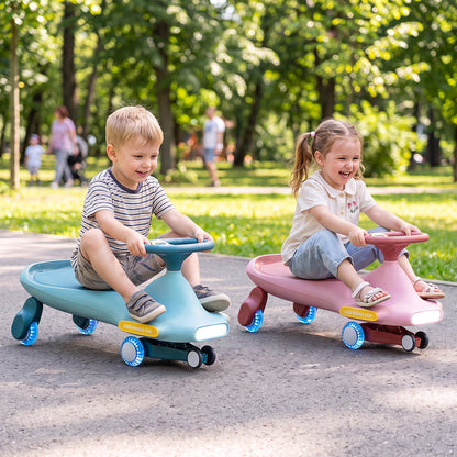 Pink Wiggle Car for Kids | LED Wheels Music and Horn