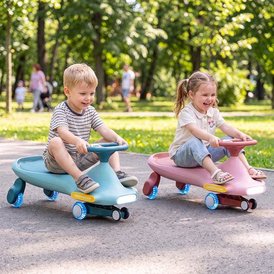 Pink Wiggle Car for Kids | LED Wheels Music and Horn